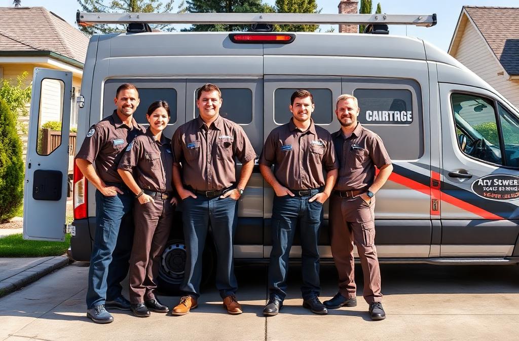 Garage Door Mendon professional technician team standing in front of service van